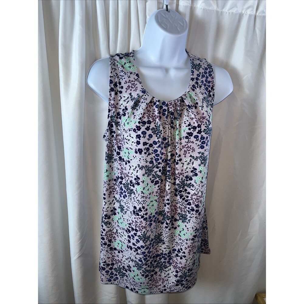 liz claiborne Women’s Sleeveless Floral Purple Blouse Size M Boho Professional
